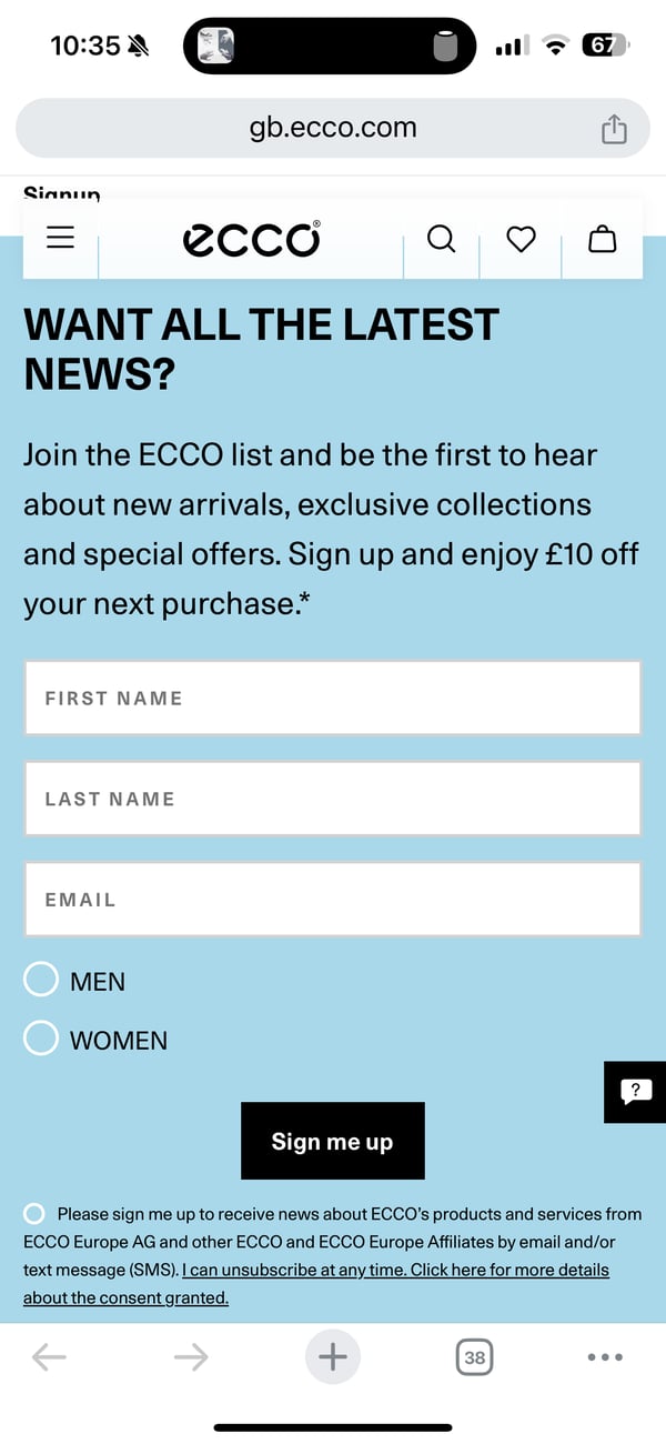 ECCO's Landing Page