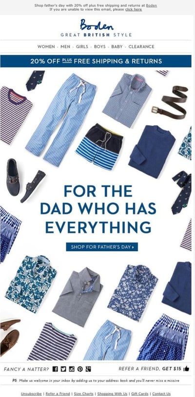 Boden fathers day email