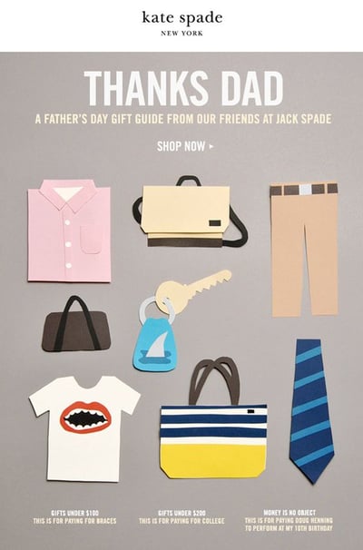 Kate Spade fathers day email
