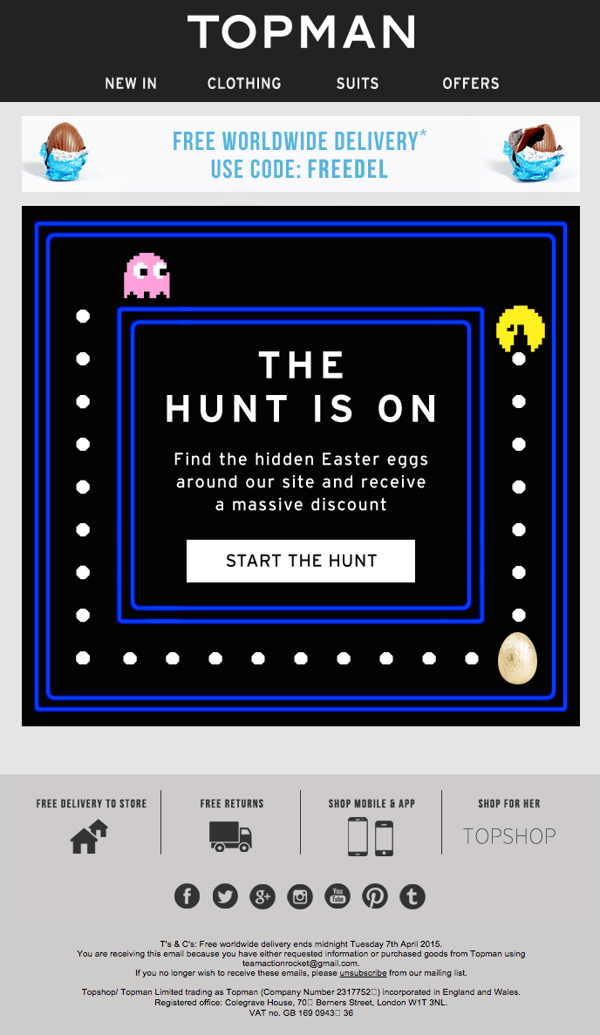 Easter email marketing campaign from Topman
