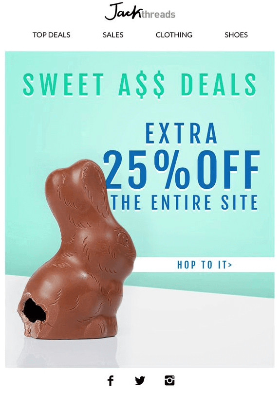 Easter email marketing Jack threads