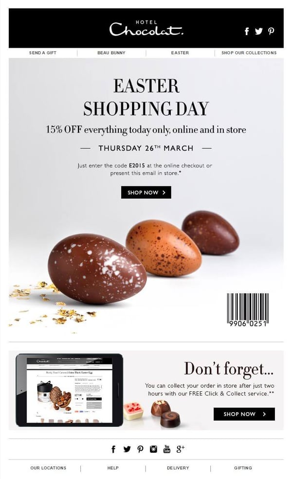 Easter email marketing campaign Hotel Chocolat