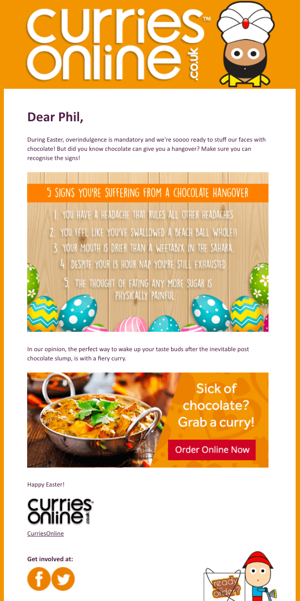 Easter email marketing campaign Curries Online