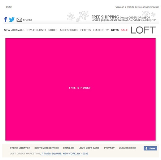 Loft's Black Friday home page design