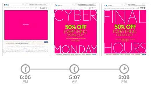 Loft's Cyber Monday home page design